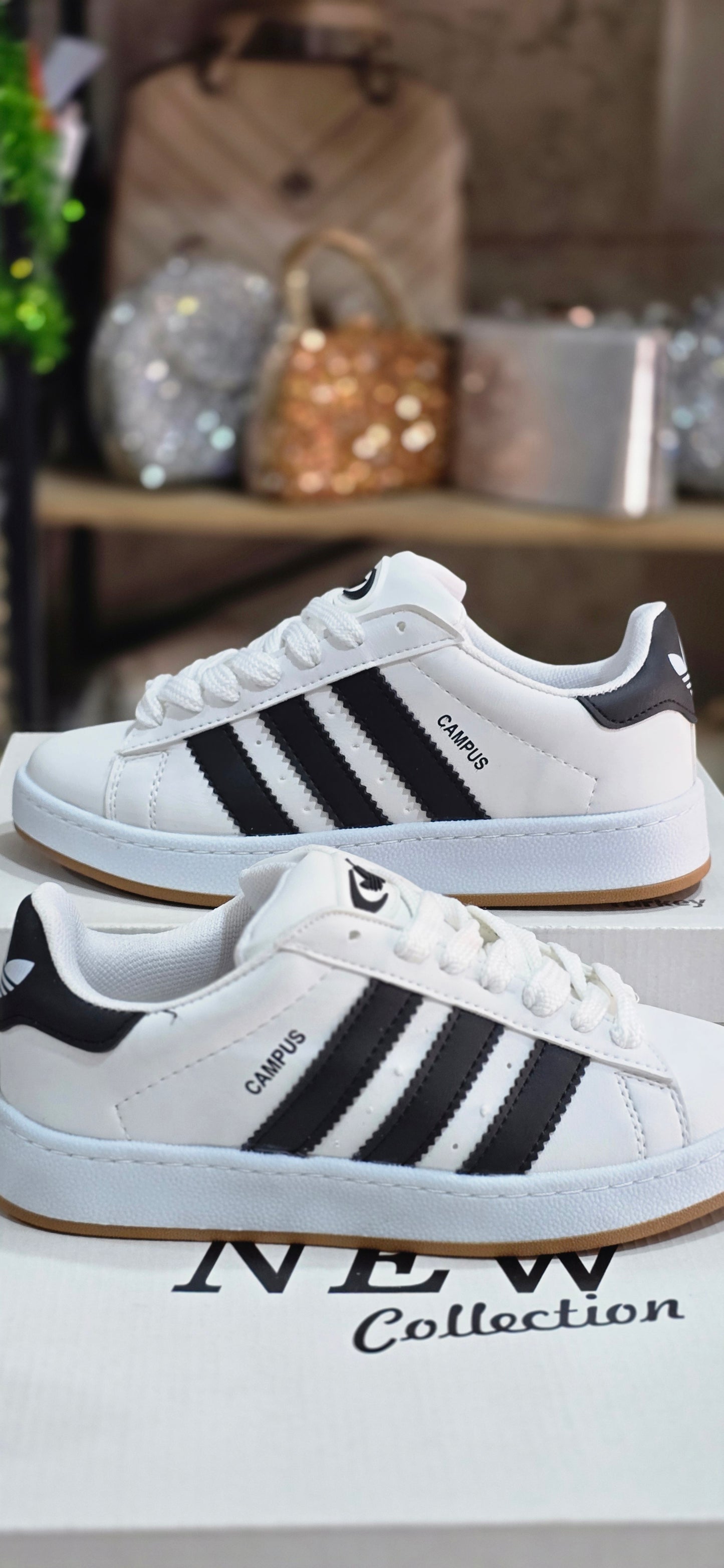 Unisex Siyah Çizgili Beyaz Spor Ayakkabı