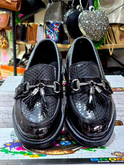 Püsküllü Erkek Rugan Babet Ayakkabı