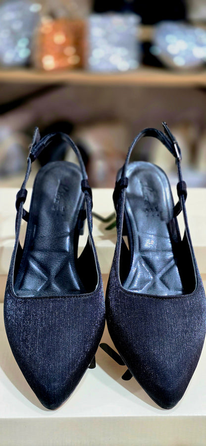 Liva Şık Siyah Slingback Kadın Ayakkabı – Kısa Topuklu