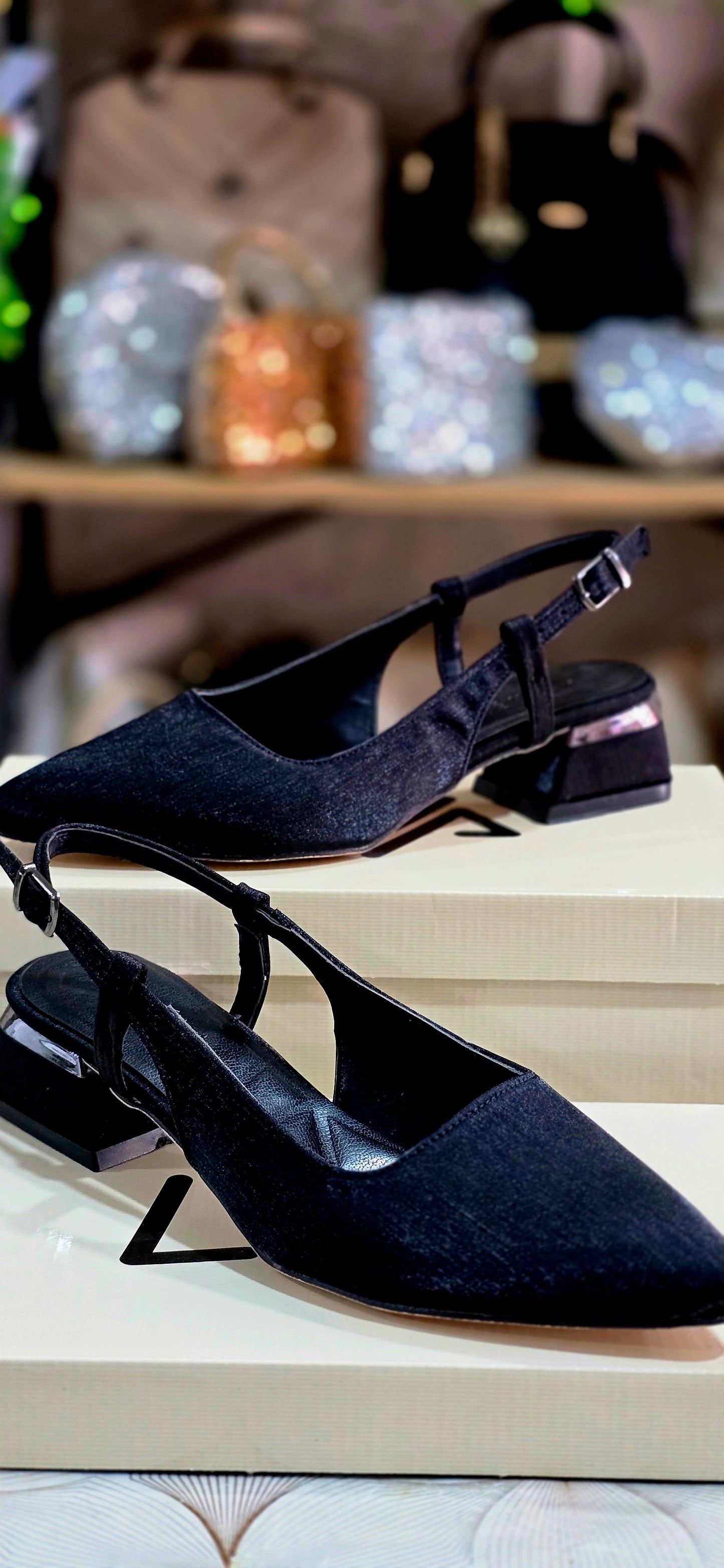 Liva Şık Siyah Slingback Kadın Ayakkabı – Kısa Topuklu