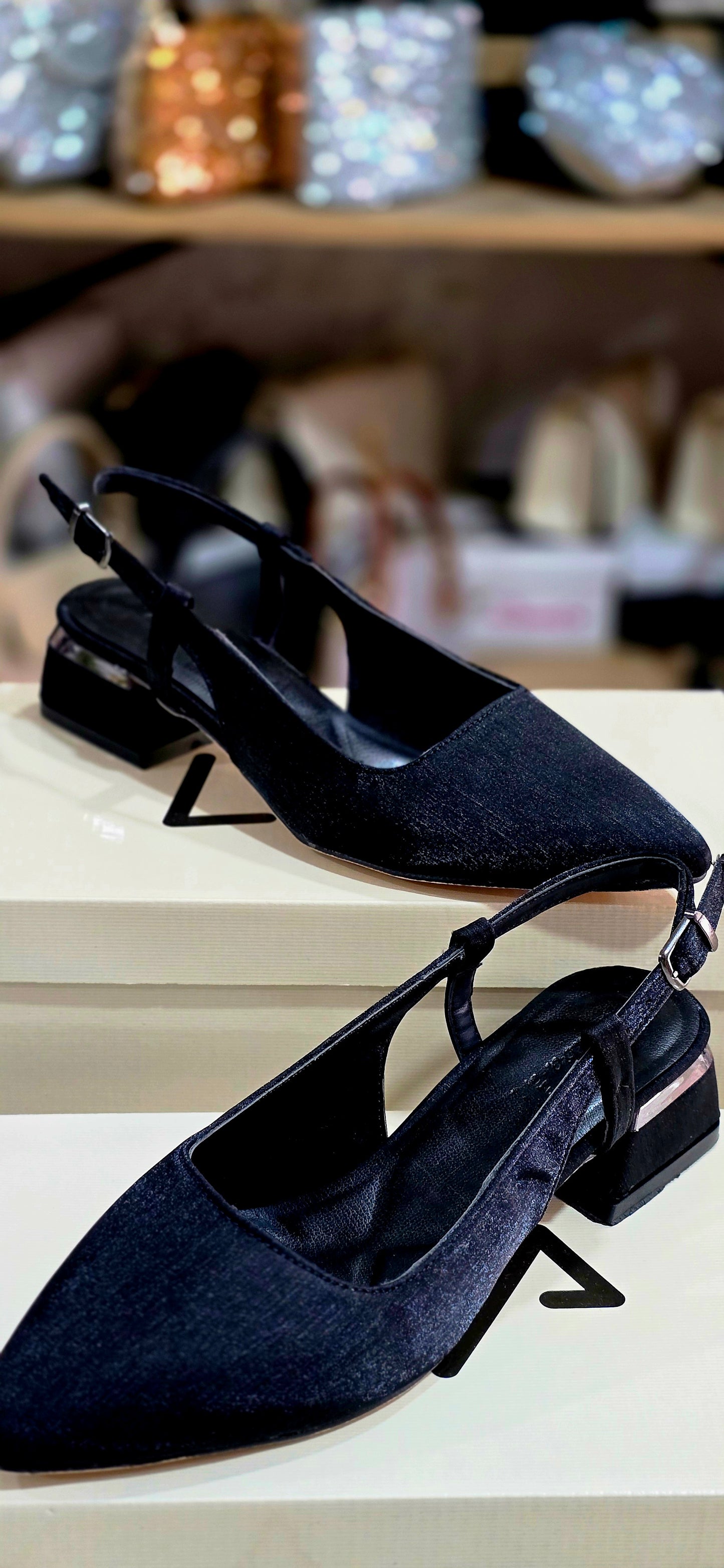 Liva Şık Siyah Slingback Kadın Ayakkabı – Kısa Topuklu