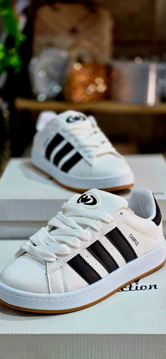 Unisex Siyah Çizgili Beyaz Spor Ayakkabı