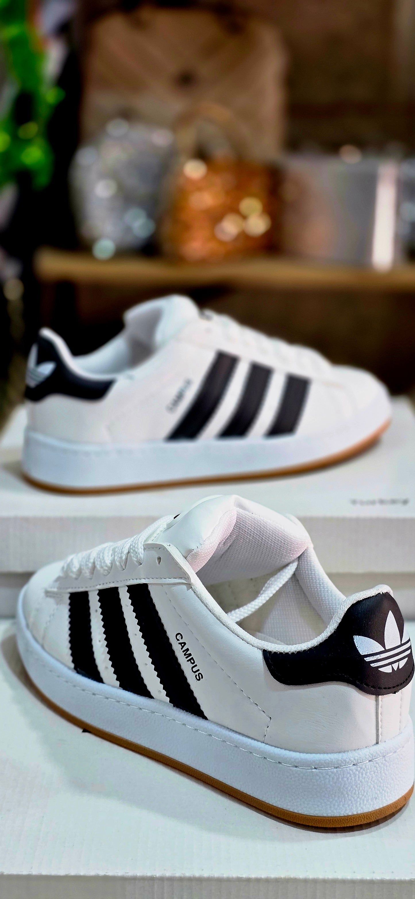 Unisex Siyah Çizgili Beyaz Spor Ayakkabı