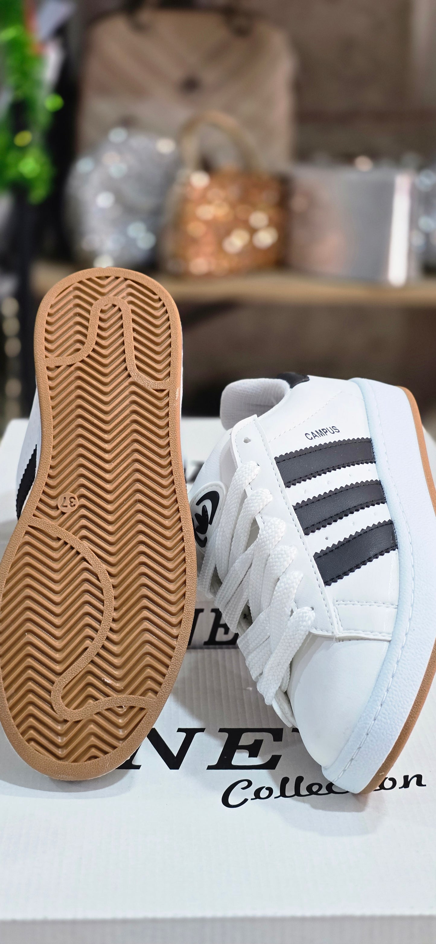 Unisex Siyah Çizgili Beyaz Spor Ayakkabı