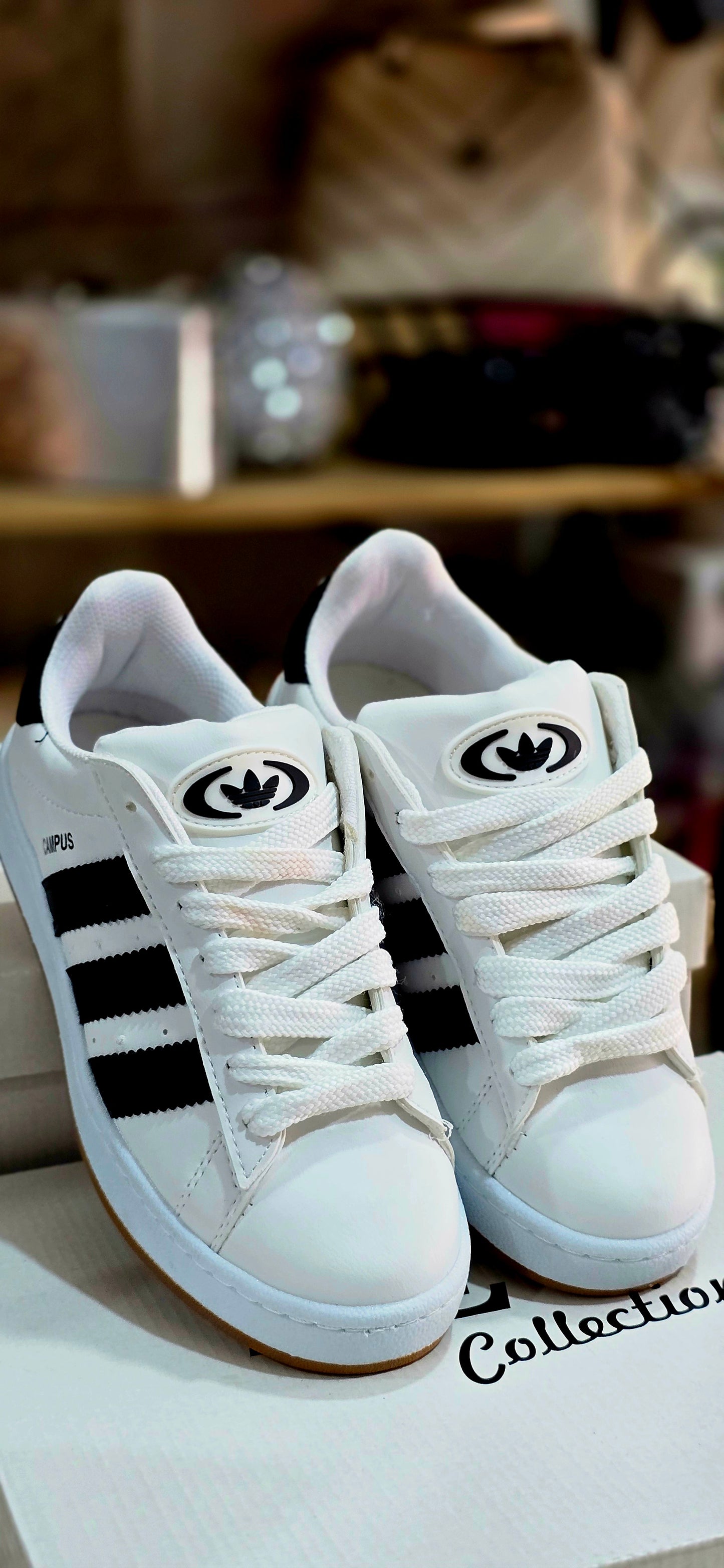 Unisex Siyah Çizgili Beyaz Spor Ayakkabı