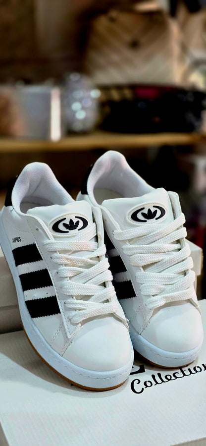 Unisex Siyah Çizgili Beyaz Spor Ayakkabı